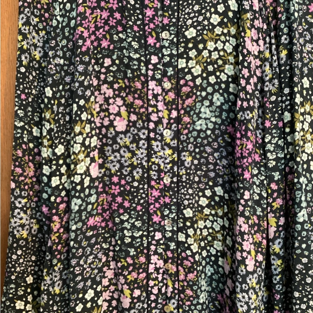 J. Jill Women Blue Floral Tunic Size L Long Sleeve